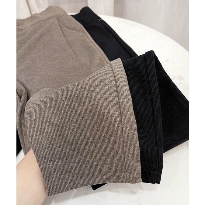 quần tây âu công sở dài vải Dạ cạp chun sau co dãn dáng baggy Hàn Quốc 2 màu đen nâu mã THUXINHSHOP