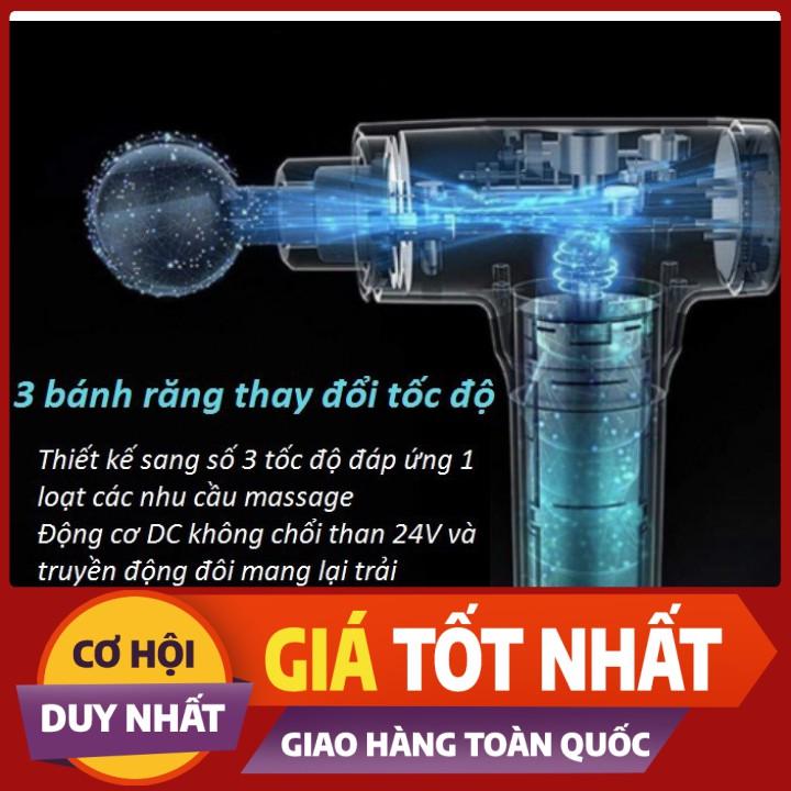 Máy Massage 6 Chế Độ  4 Đầu Fascial Gun Trị Nhức Mỏi Vai Gáy,Đau Giãn Căng Cơ.....