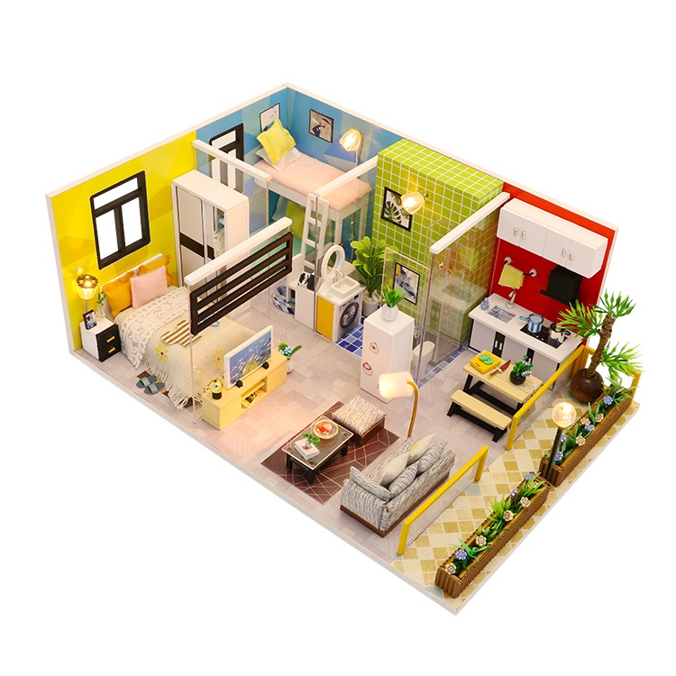 Mô hình nhà DIY Doll House Simple Life Kèm Mica Chống bụi