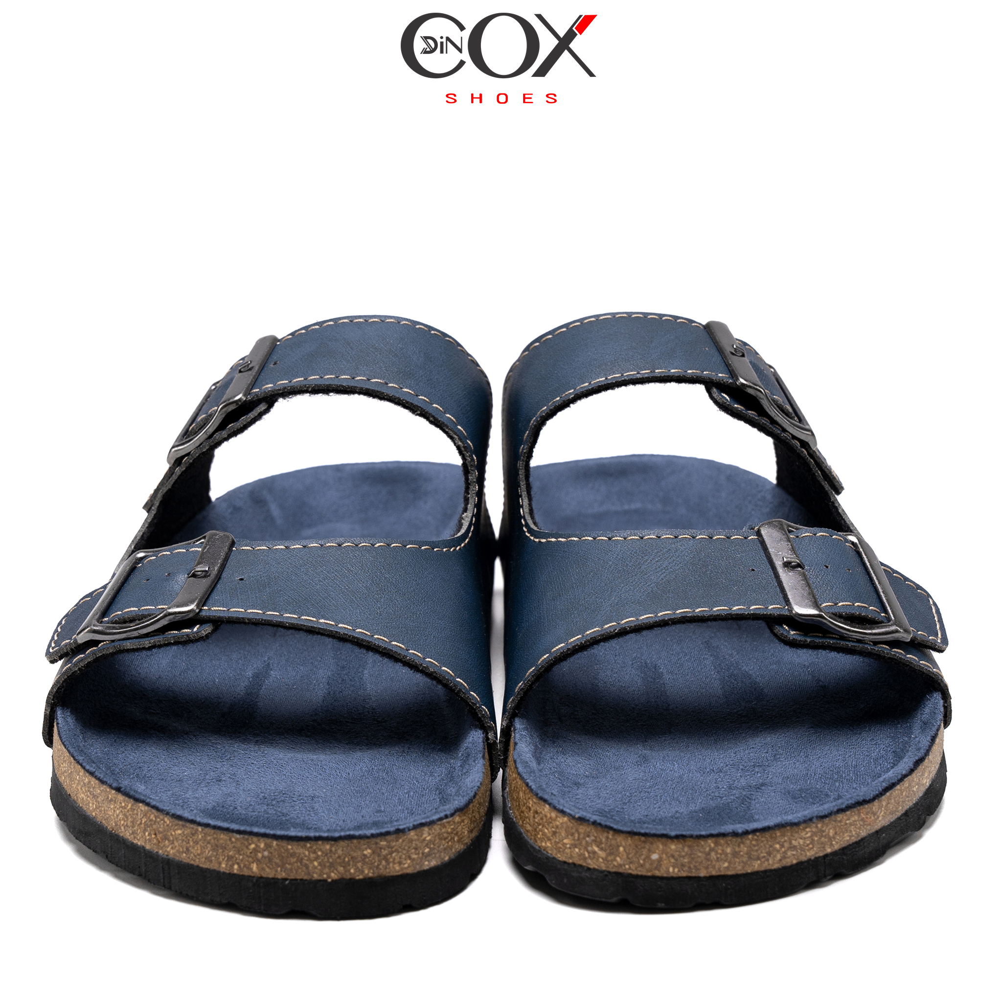 Dép Đế Trấu Nam 2 Khóa Navy DC01 Dincox