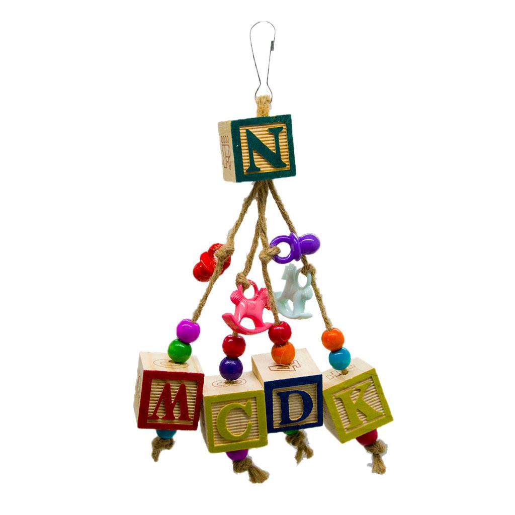 Wooden Block Bird Parrot Toys for Small Medium Large Parrots and Birds