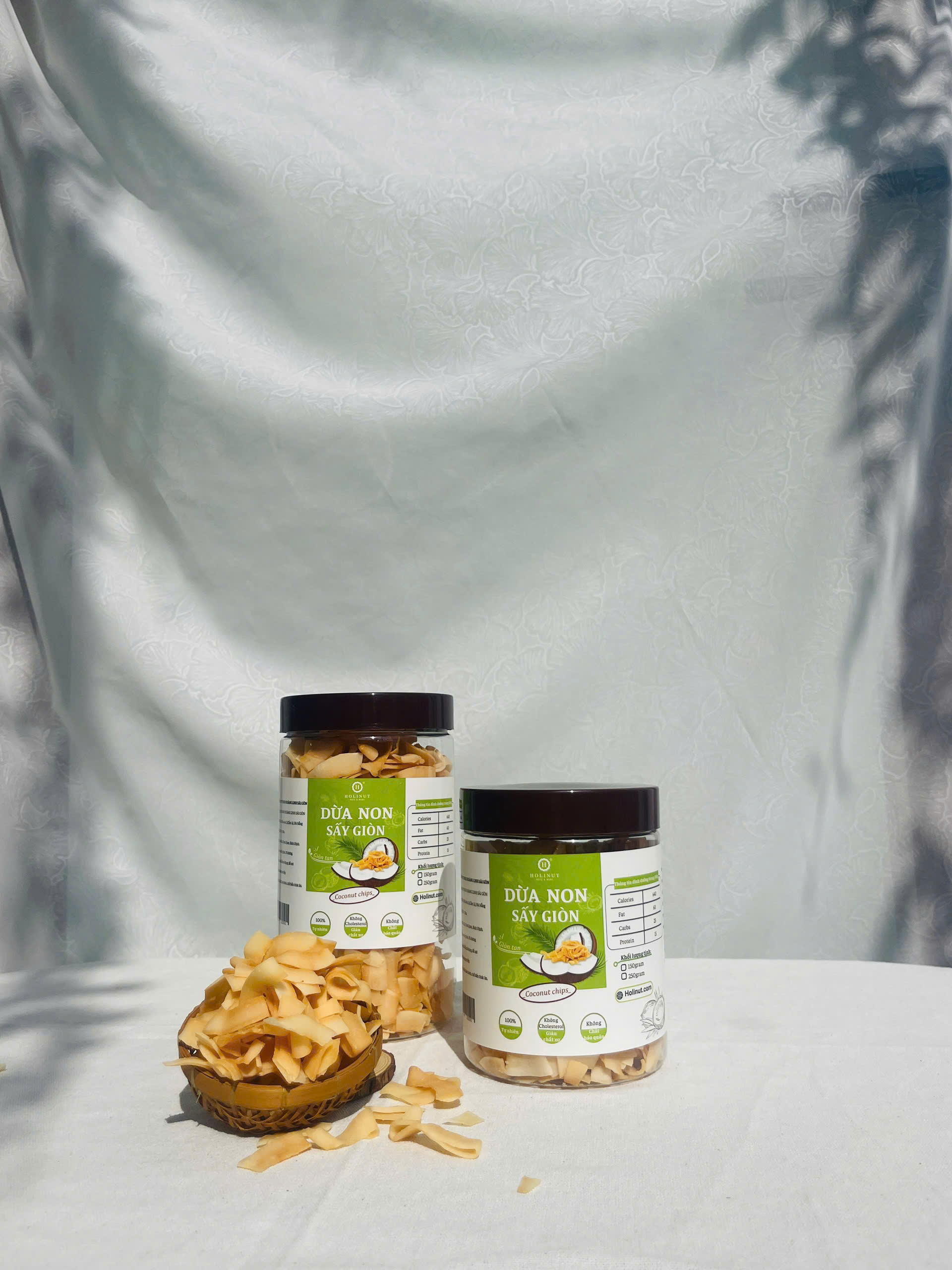 DỪA NON SẤY GIÒN - Coconut chips/ Thương hiệu HOLINUT