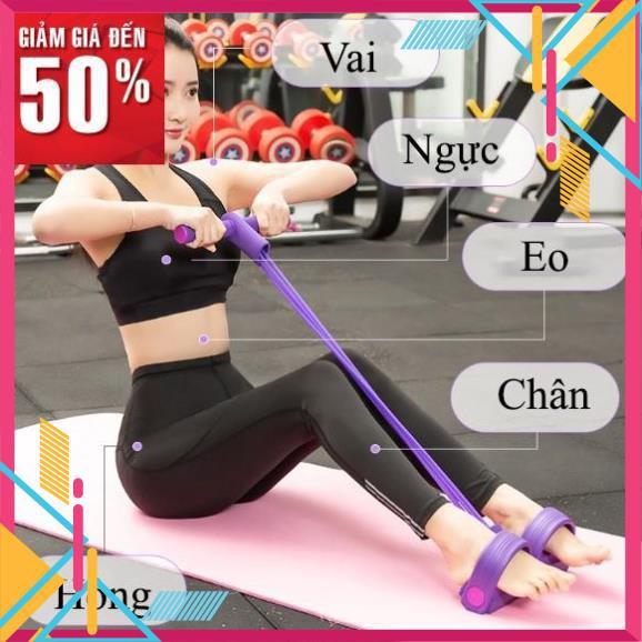 Dây kéo tập cơ bụng lưng tummy đa năng 4 ống đàn hồi hỗ trợ gym gập tại nhà giúp cho dáng chuẩn vòng eo thon