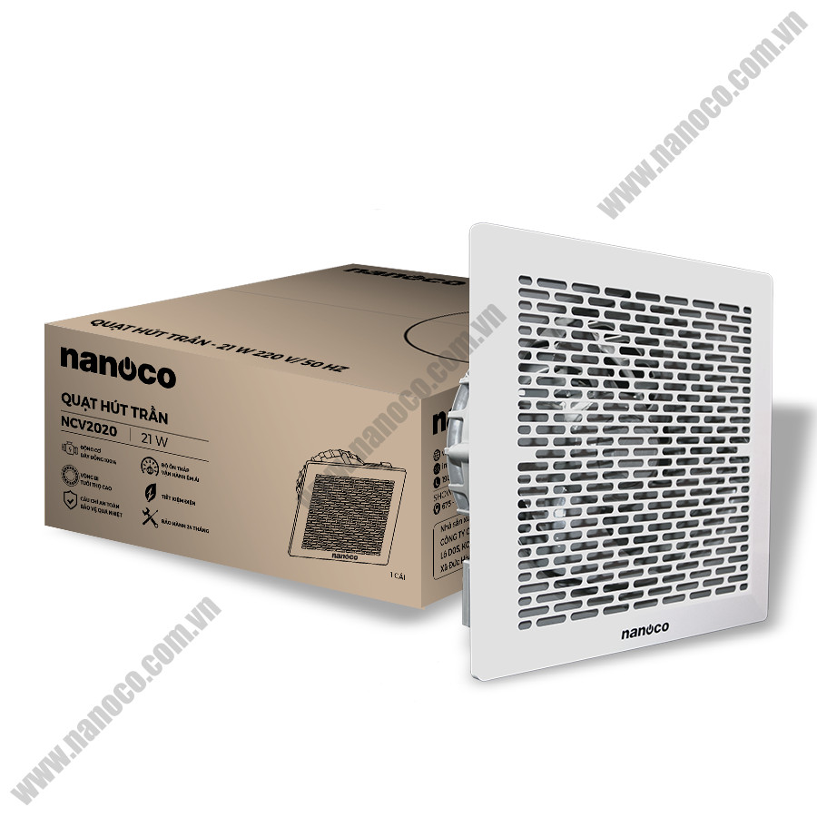 Quạt Thông Gió Âm Trần Không Ống Dẫn Nanoco NCV2020 - Hàng Chính Hãng