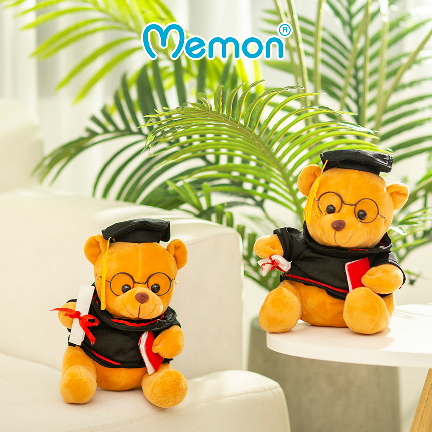 Gấu Bông Cử Nhân Đeo Kính 18cm Cao Cấp Memon