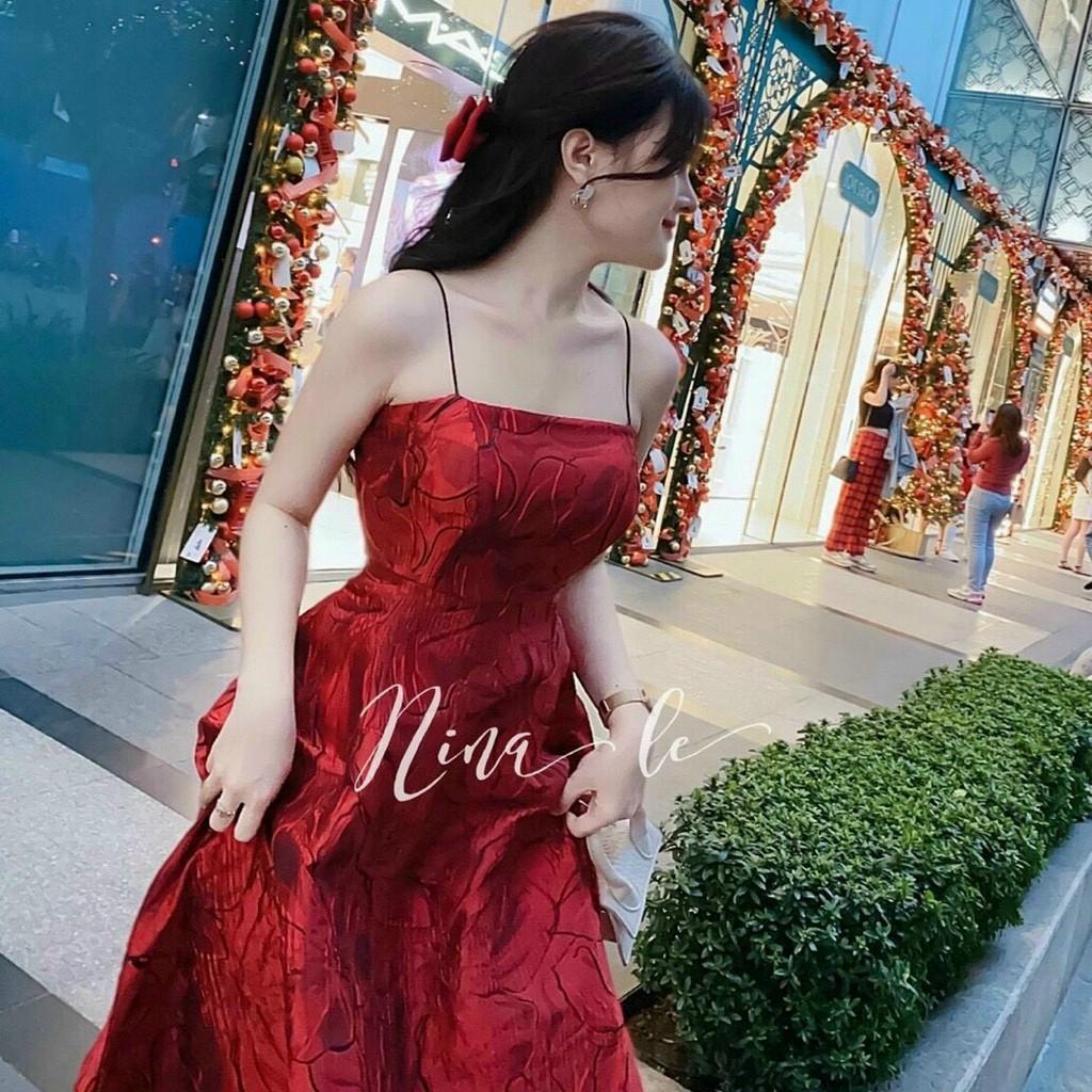 ĐẦM NỮ GẤM HOA 2 DÂY CAO CẤP THỜI TRANG THIẾT KẾ