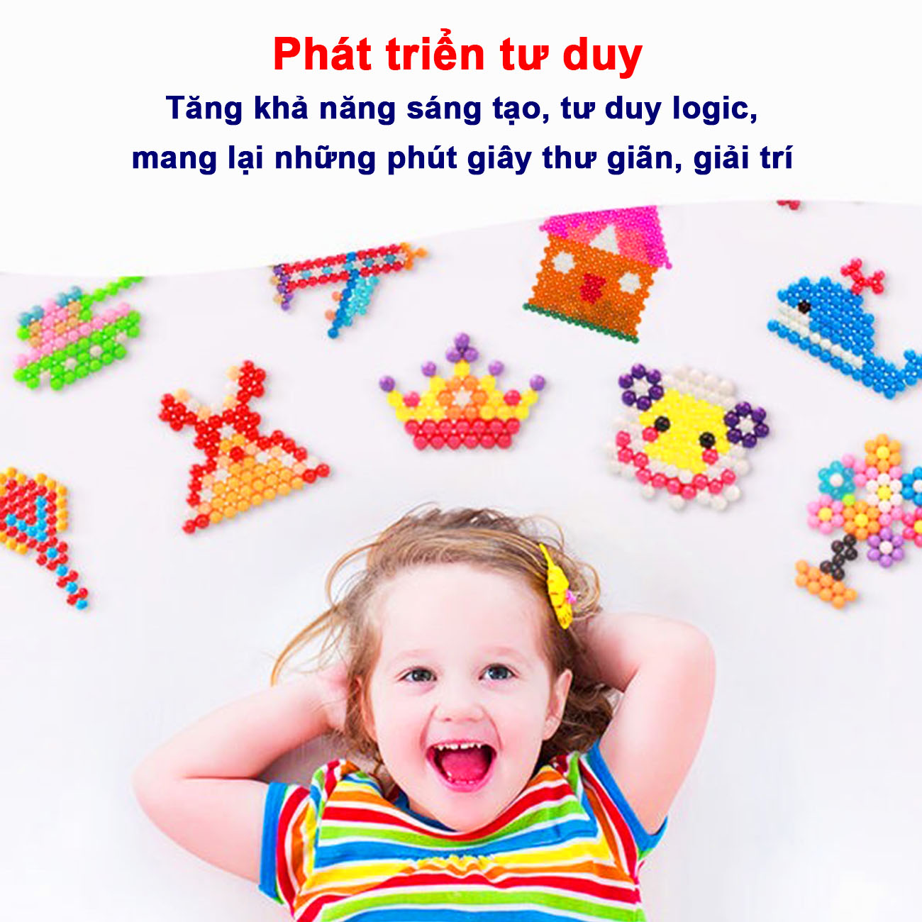 Hạt đậu thần kì nhiều màu sắc Baby-S, Bộ đồ chơi xếp hình hạt nhựa sáng tạo rèn luyện tư duy cho bé – SDC013