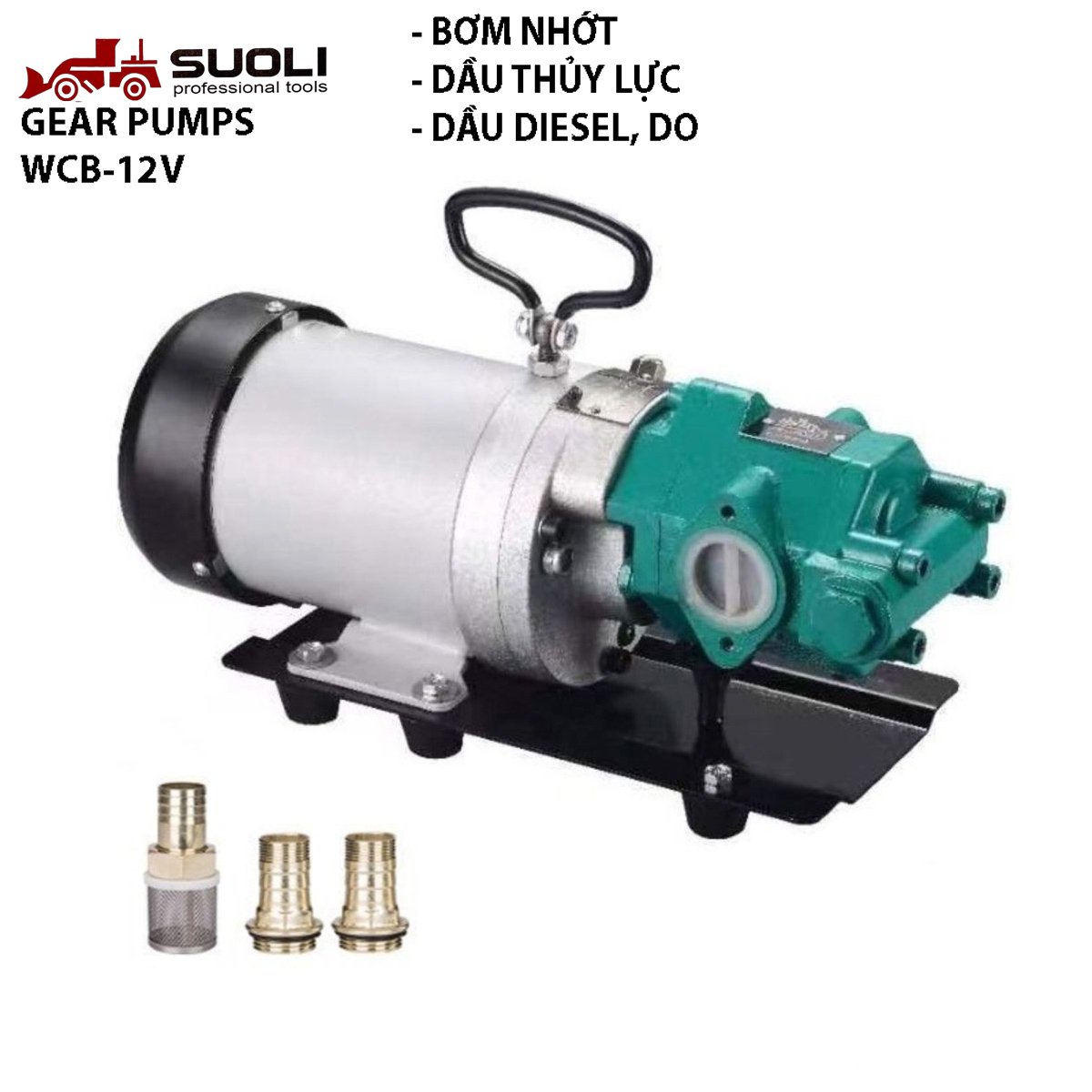 Máy bơm dầu nhớt điện 12V - WCB công nghệ bơm bánh răng Gear Pumps - Hàng nhập khẩu