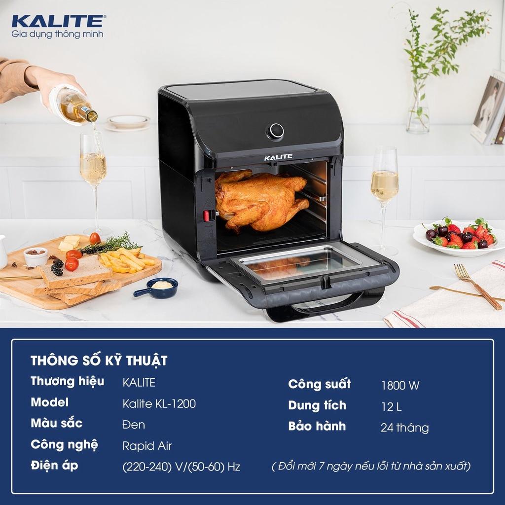 Nồi Chiên Không Dầu Kalite KL1200, 1800W-12Lit, Có Xiên Lồng Quay Khi Nướng, Hàng Chính Hãng