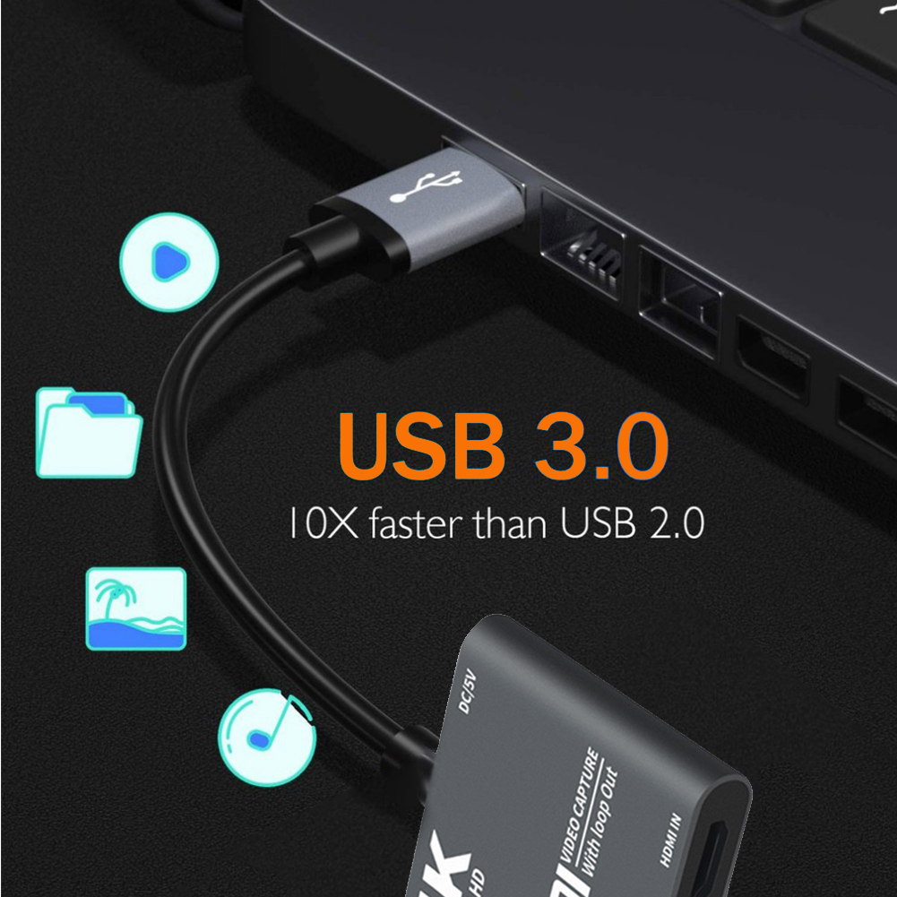 Bộ HDMI Video Capture USB 3.0 Hỗ Trợ 4K Game Video Record Live Streaming Recorder