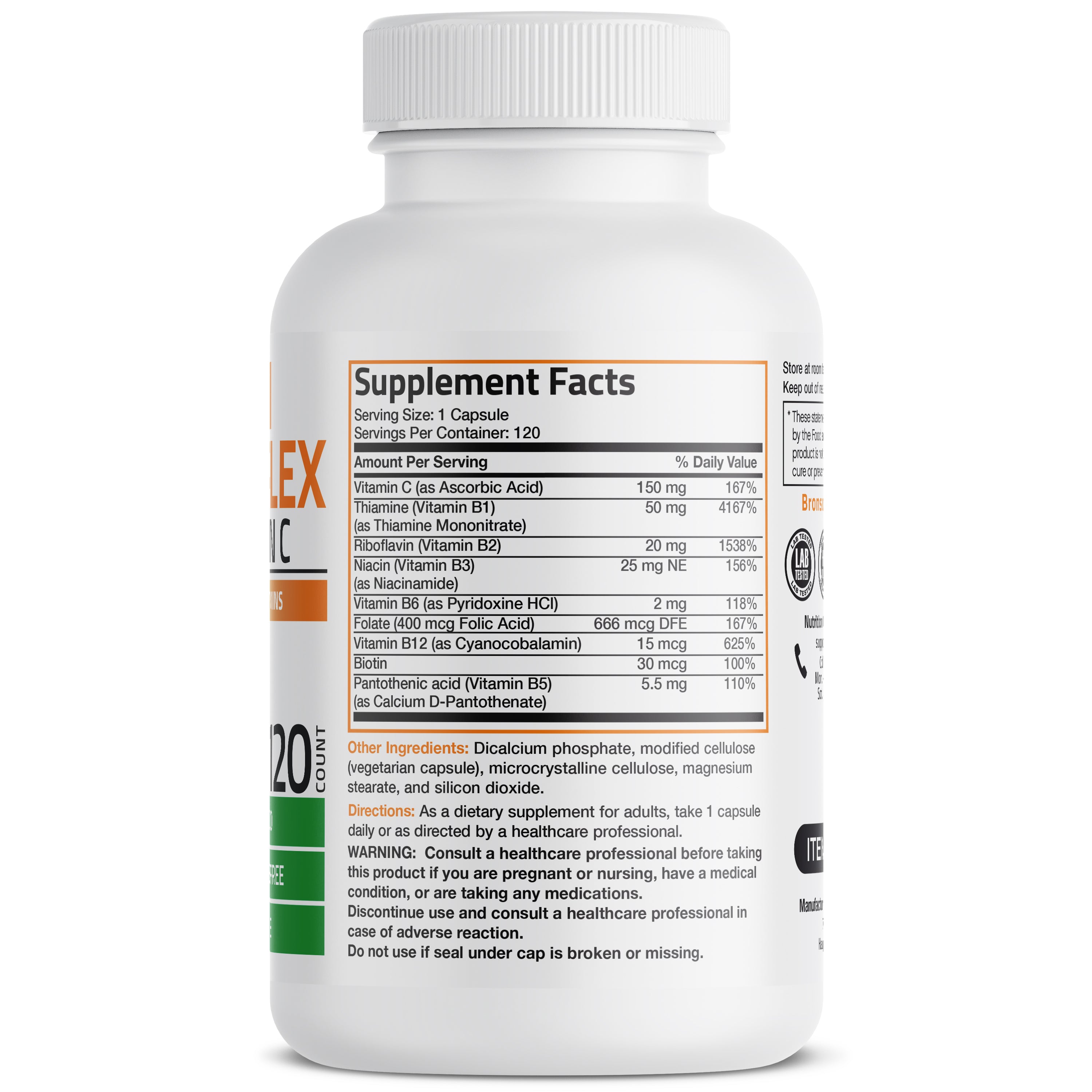 Bronson Vitamin B Complex With Vitamin C (120 Viên) - Bổ Sung Vitamin B Tổng Hợp Hỗ Trợ Sức Khỏe Tổng Thể Của Mỹ