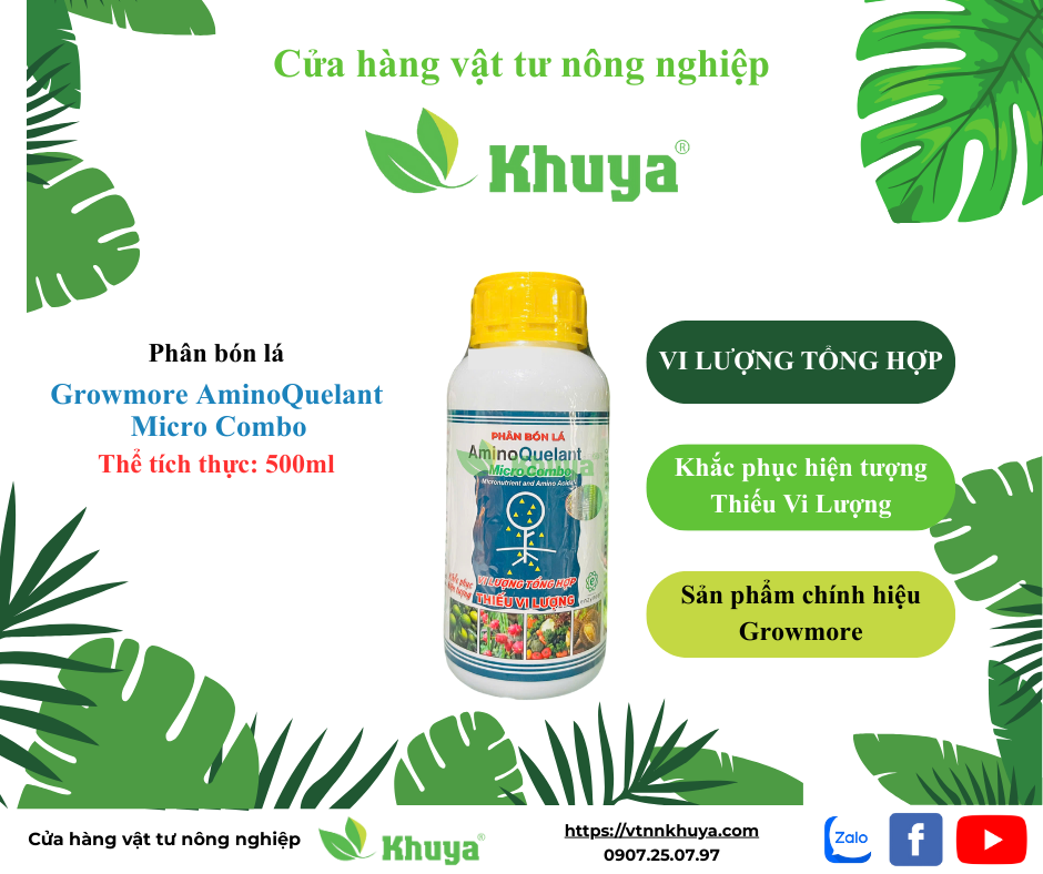 Phân bón lá Growmore AminoQuelant Micro Combo chai 500ml Bổ sung vi lượng