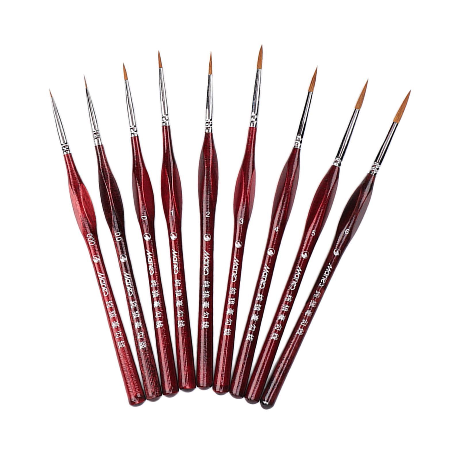 9Pcs Fine  Artist Liner Brush Set for Detail Watercolor Acrylic Oil