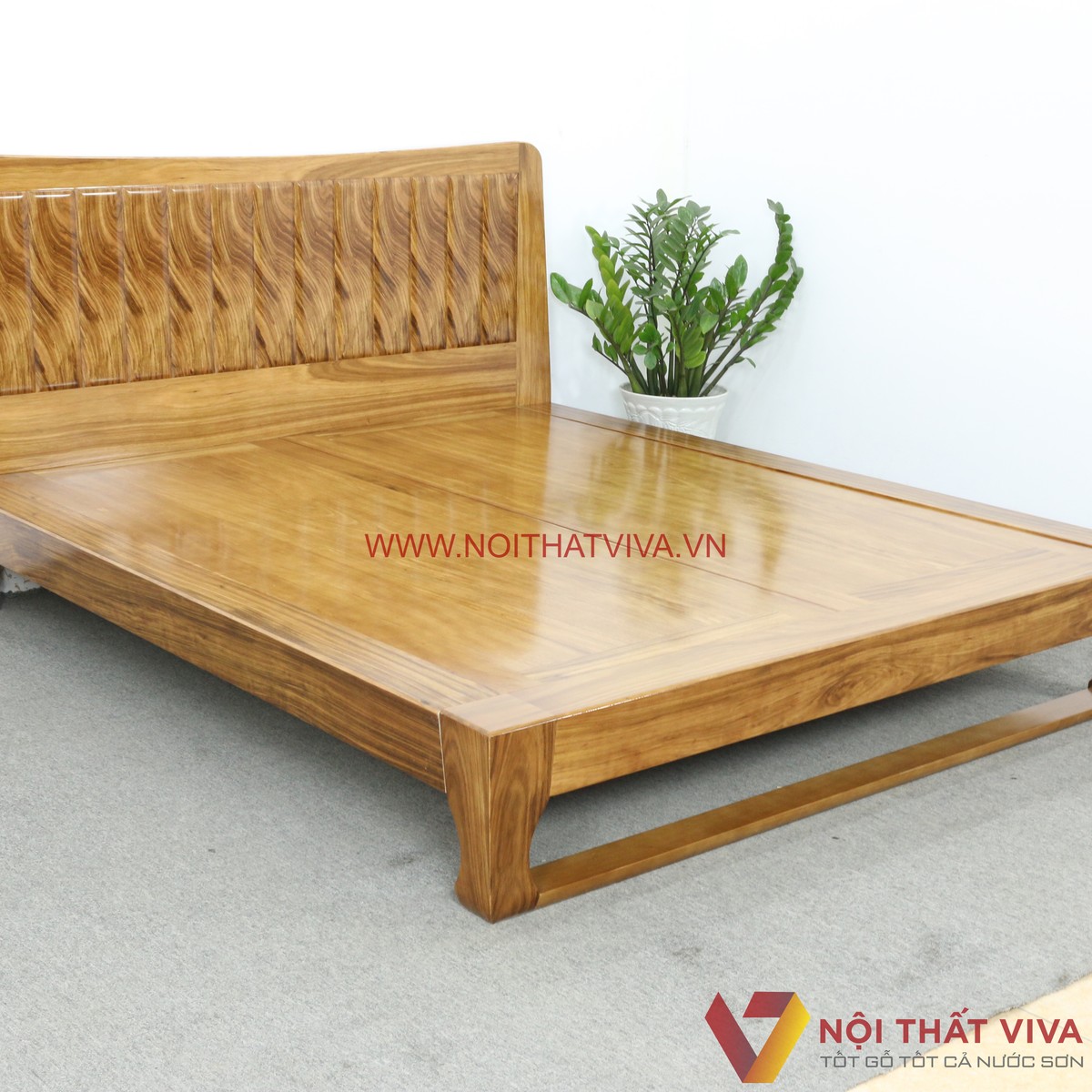 Giường Ngủ Chân Quỳ Kiểu Nhật Gỗ Hương Xám Hiện Đại Sang Trọng Giá Tốt