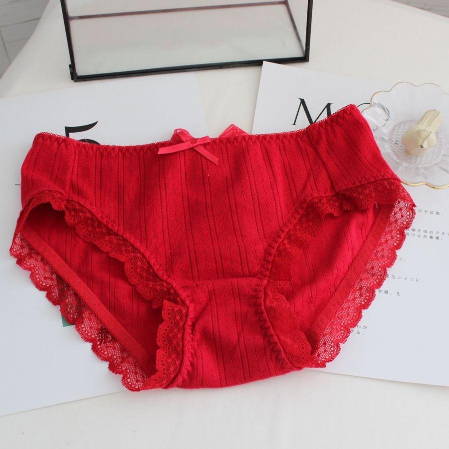 Quần Lót Nữ Cotton & Ren Màu Đỏ Xuất Đông Âu . Hàng Loại Đẹp.