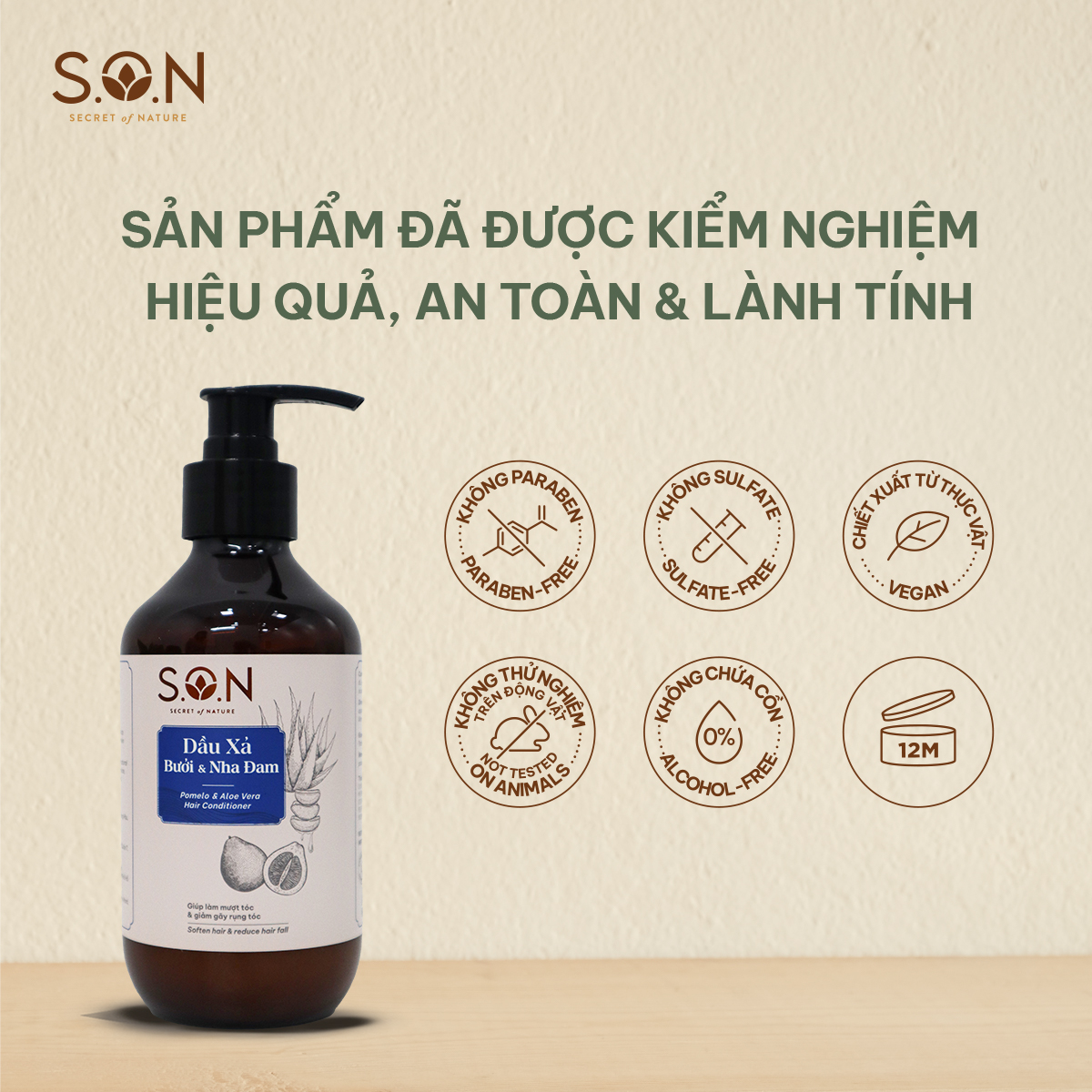 Dầu xả ngải cứu &amp; nha đam S.O.N dưỡng tóc suông mượt, giảm gãy rụng