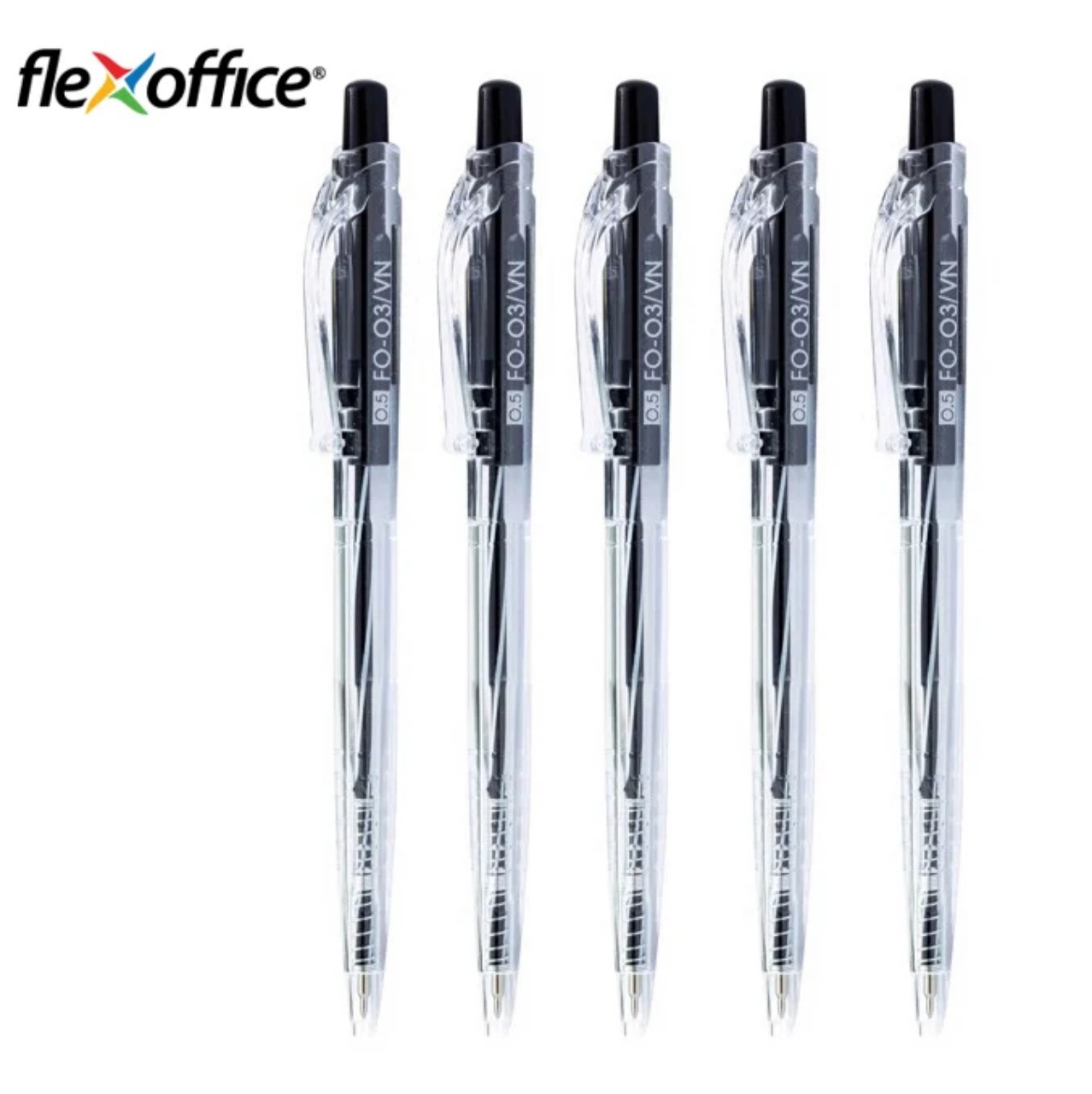 Combo 5 bút bi Flexoffice FO-03 đen