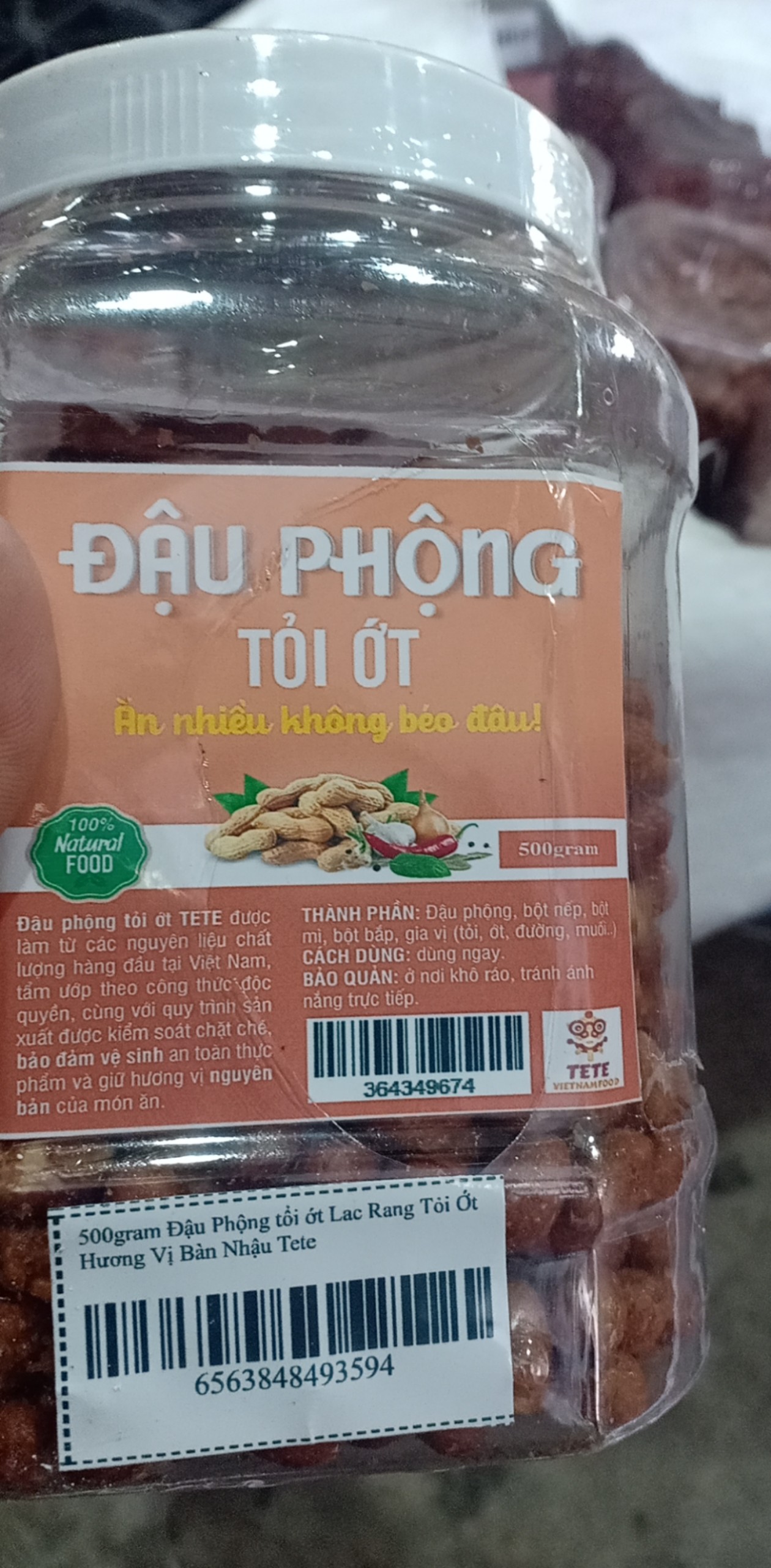 Hình ảnh 500gram Đậu Phộng tổi ớt Lac Rang Tỏi Ớt Hương Vị Bàn Nhậu Tete