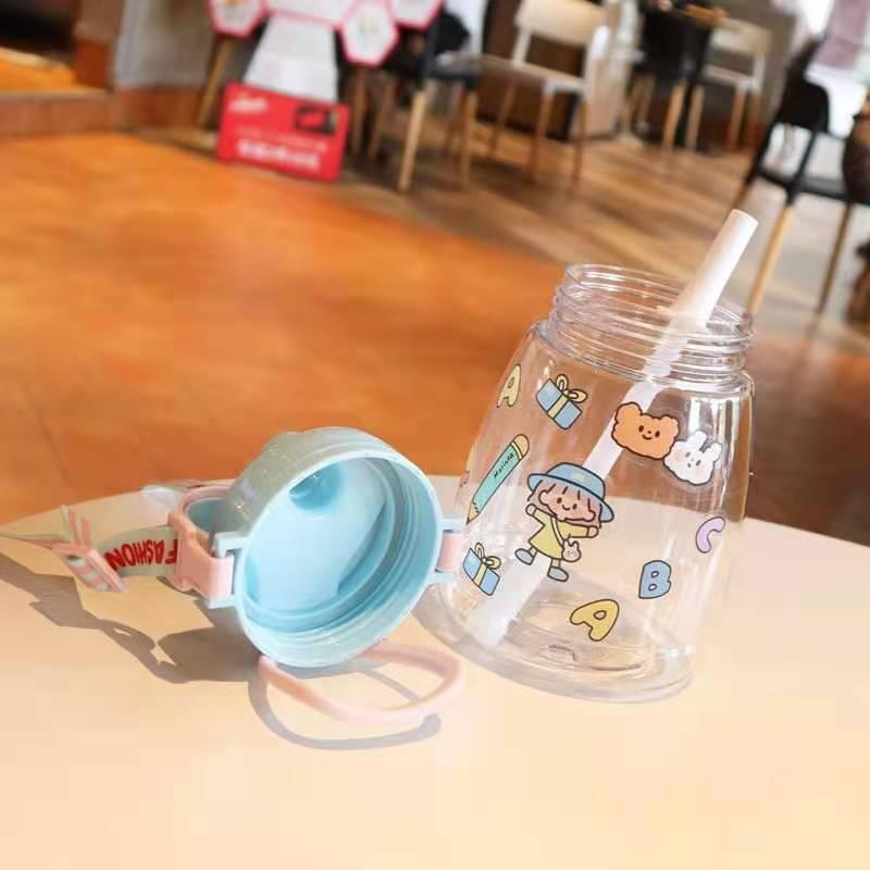 Bình đựng nước thể thao dễ thương mùa hè có ống hút và dây đeo tiện lợi 1000ml