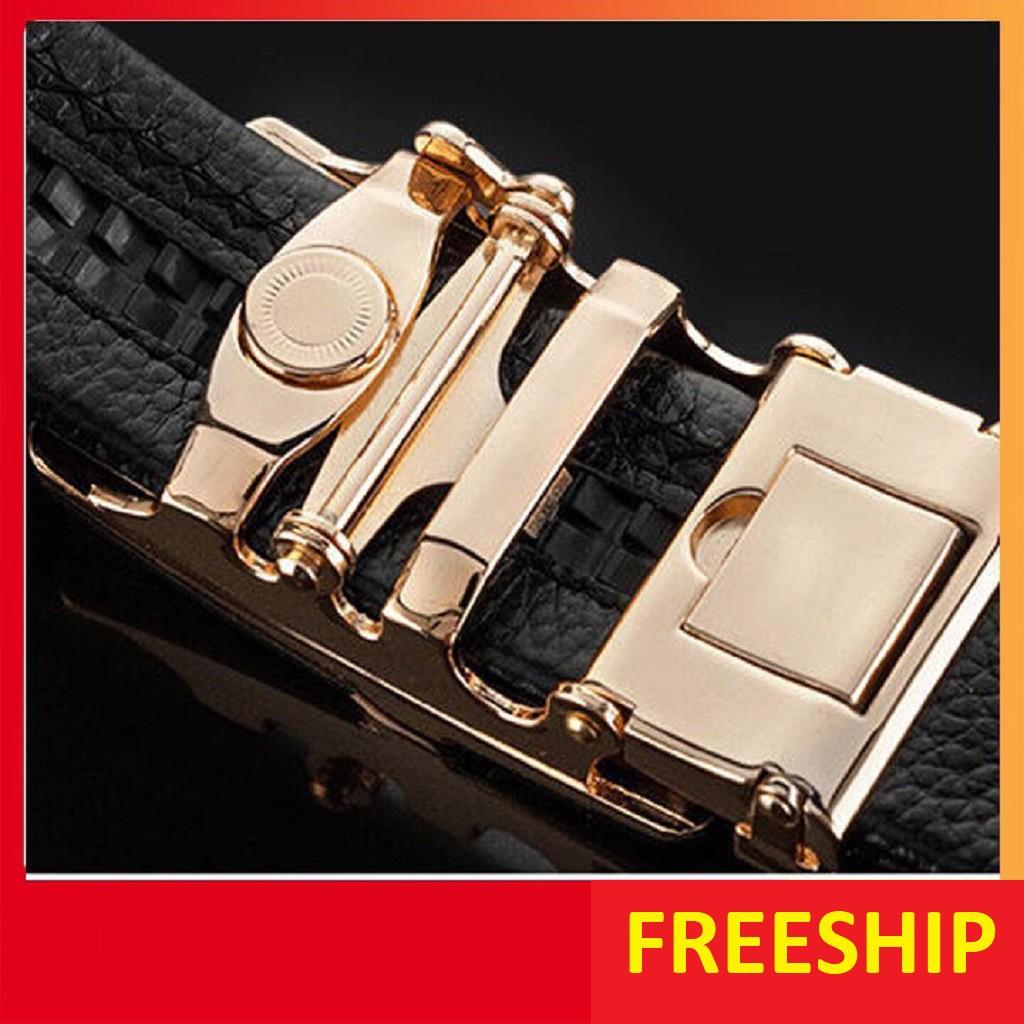 Thắt Lưng Da Nam Da Bò 100% Cao Cấp, Dây Nịt Khóa Cài Sang Trọng Nam Tính GC02
