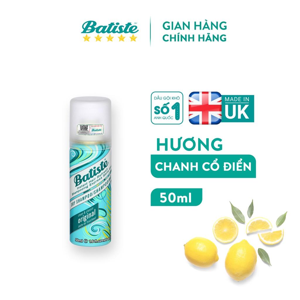 Dầu Gội Khô Batiste Dry Shampoo 50ml Hết Ngứa, Hết Bết Dính Tóc Bồng Bềnh Bóng Mượt Tức Khắc