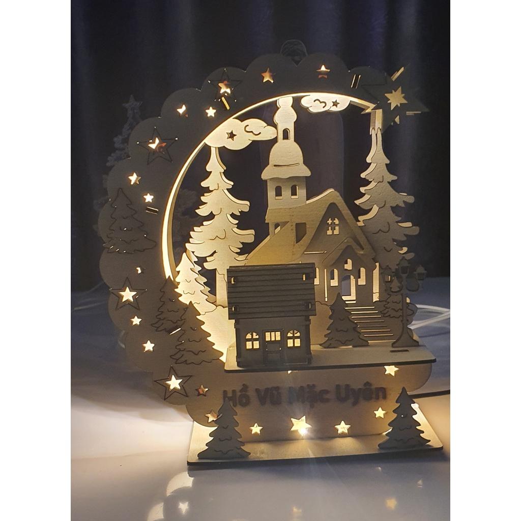 Đèn ngủ trang trí bằng gỗ màu nắng ấm