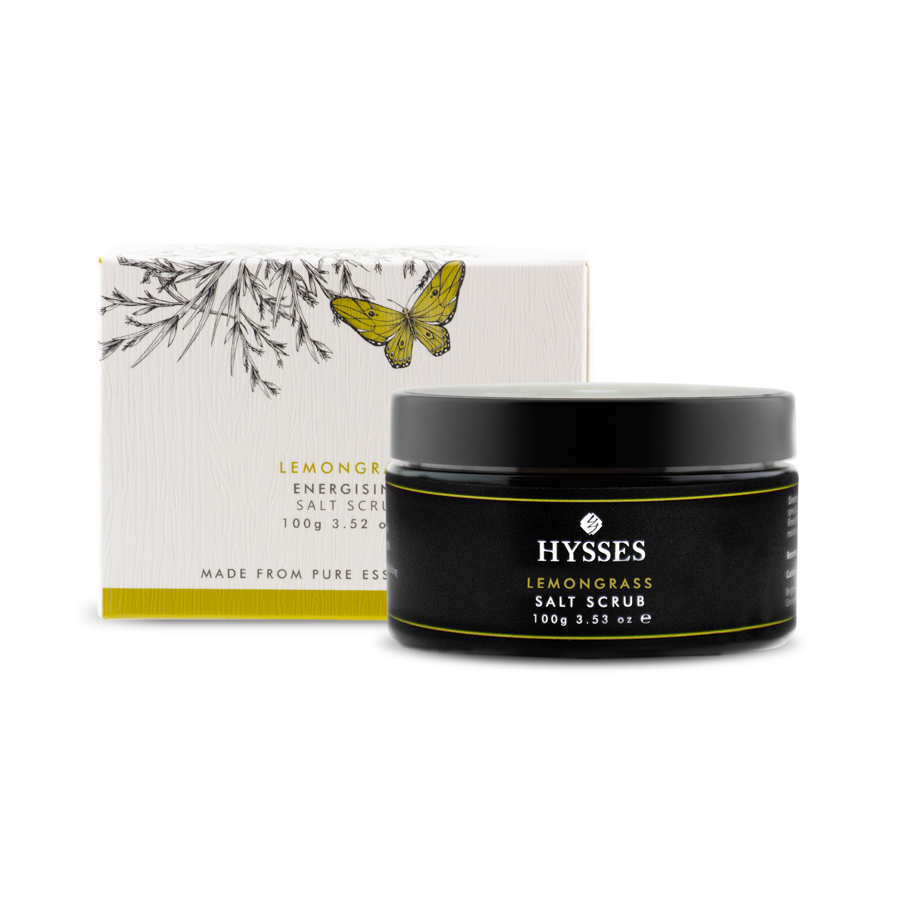 Muối Tẩy Tế Bào Chết Cao Cấp Hysses Salt Scrub Phù Hợp Cho Da Dầu Giúp Thanh Lọc, Kháng Khuẩn, Làm Sạch Lỗ Chân Lông Với Tinh Dầu Sả Chanh Hữu Cơ Tự Nhiên