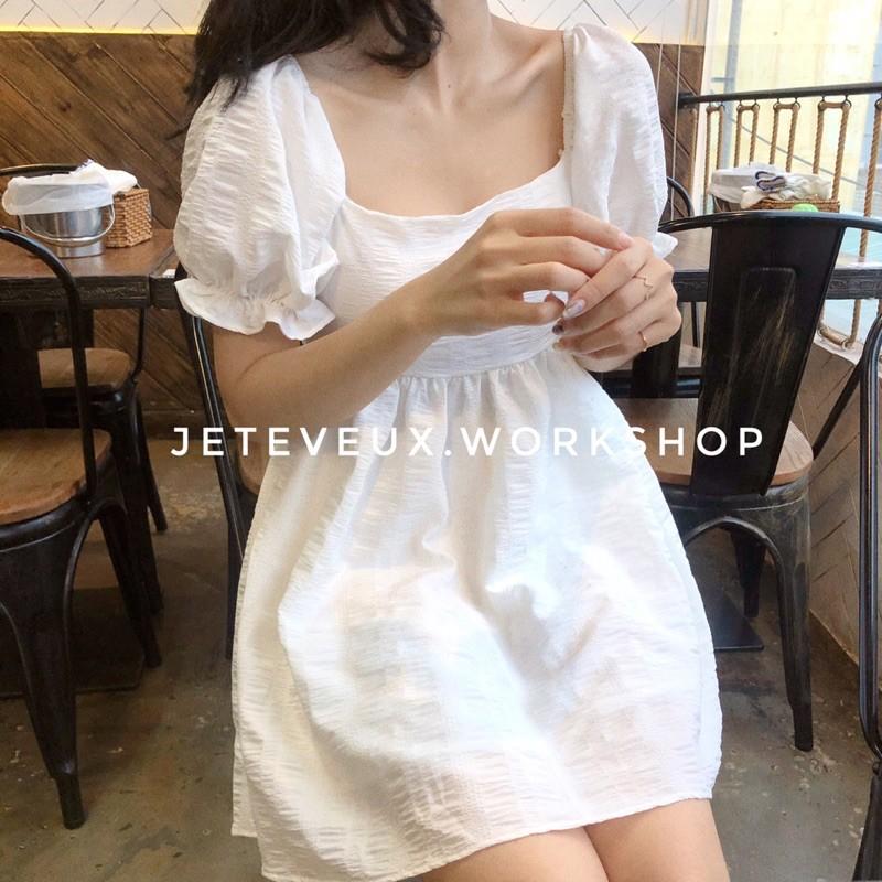 Váy buột nơ trắng chun lưng