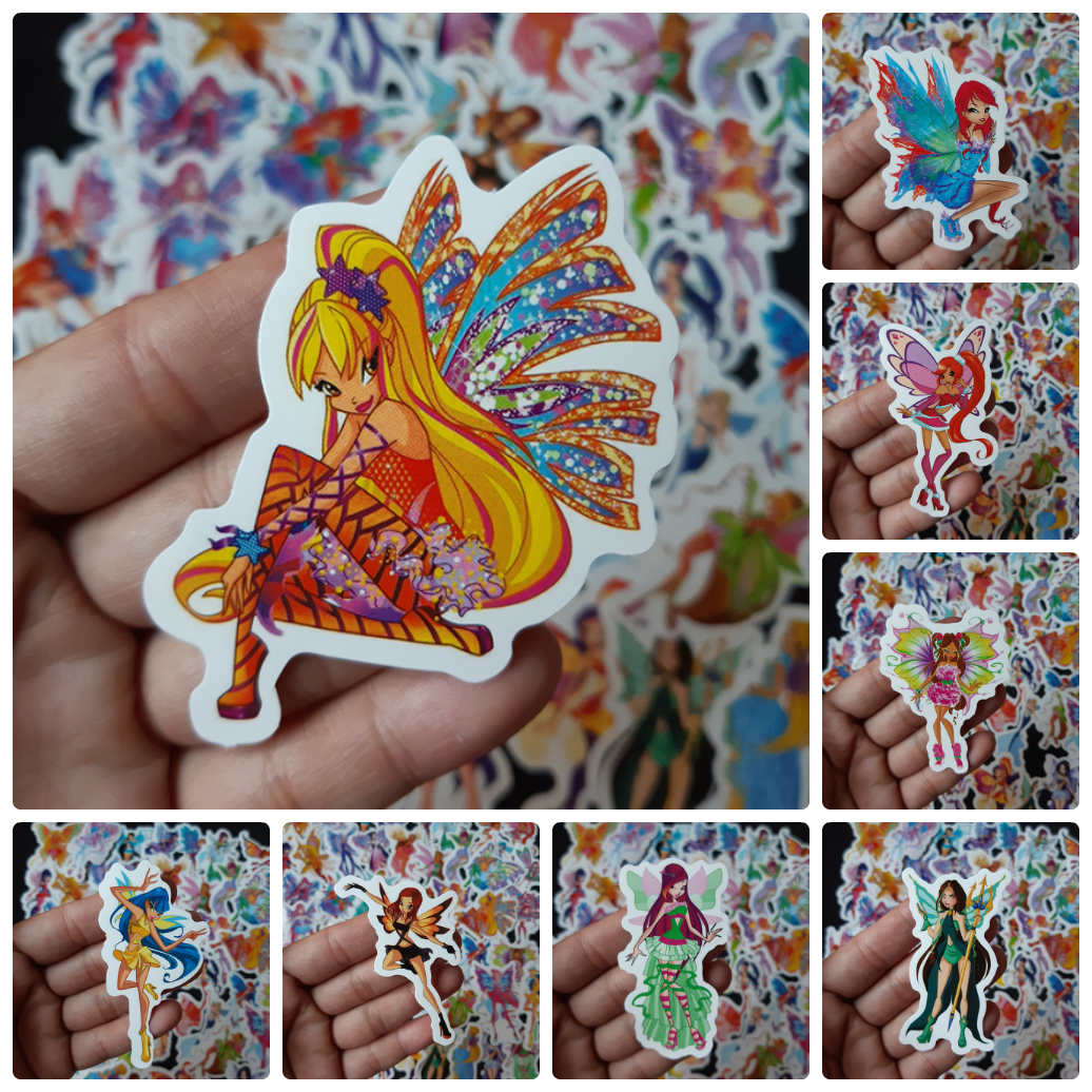 Bộ Sticker dán cao cấp chủ đề WINX CÔNG CHÚA PHÉP THUẬT - Dùng dán Xe, dán mũ bảo hiểm, dán Laptop...