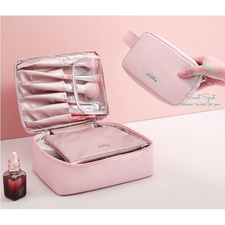 Túi đựng mỹ phẩm, túi trang điểm Hàn Quốc màu pastel dễ thương
