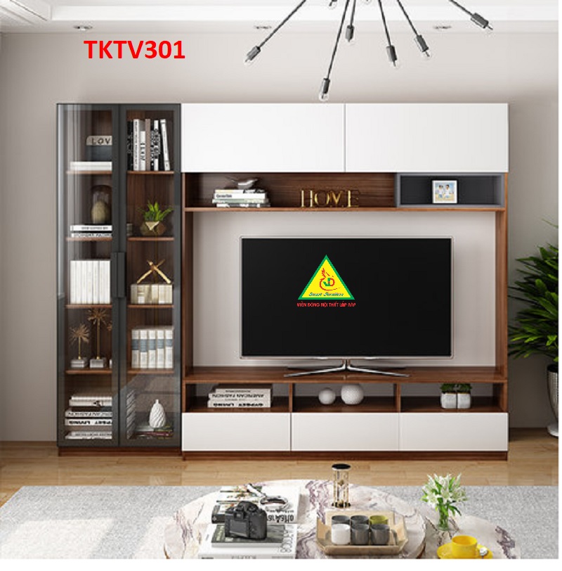 Tủ kệ tivi trang trí phong cách hiện đại TKTV301 - Nội thất lắp ráp Viendong adv