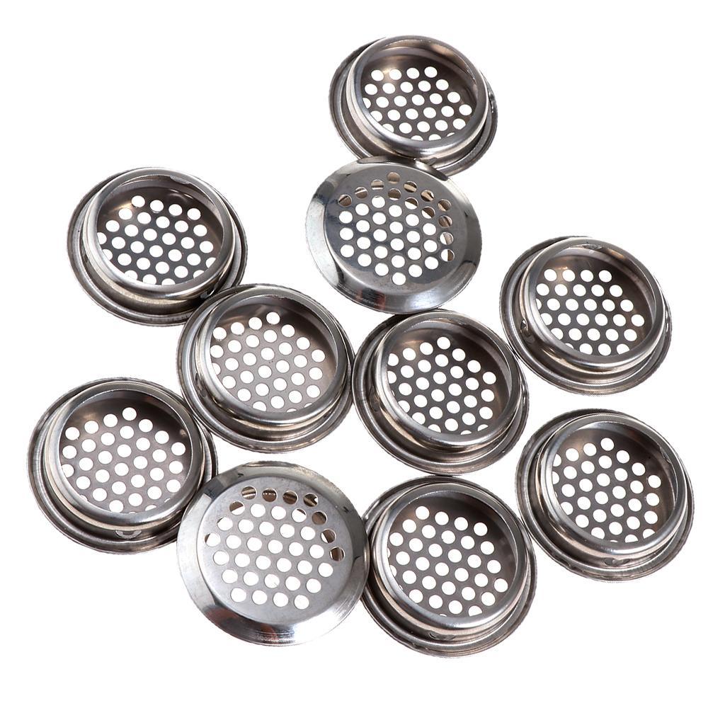 2X Cabinet Air Vents Cover Stainless Steel Round Vent Mesh Hole Louver 35mm