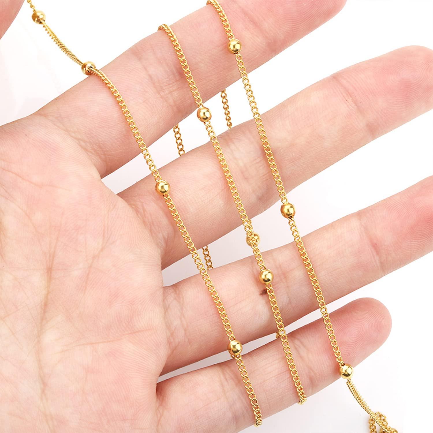 Chuỗi trang sức 5 mét bằng thép không gỉ Golden Gold DIY Sản xuất Lớp Vòng đeo tay Pearl Vòng đeo tay dây chuyền Chuỗi trang trí Chuỗi trang trí