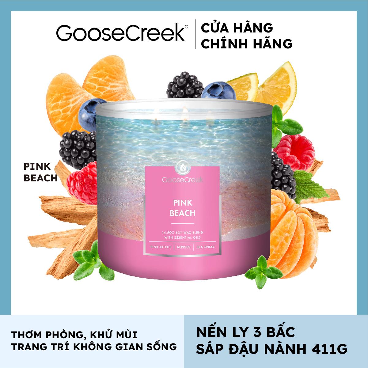 Nến ly 3 bấc sáp đậu nành Goose Creek (411g) - Pink Beach