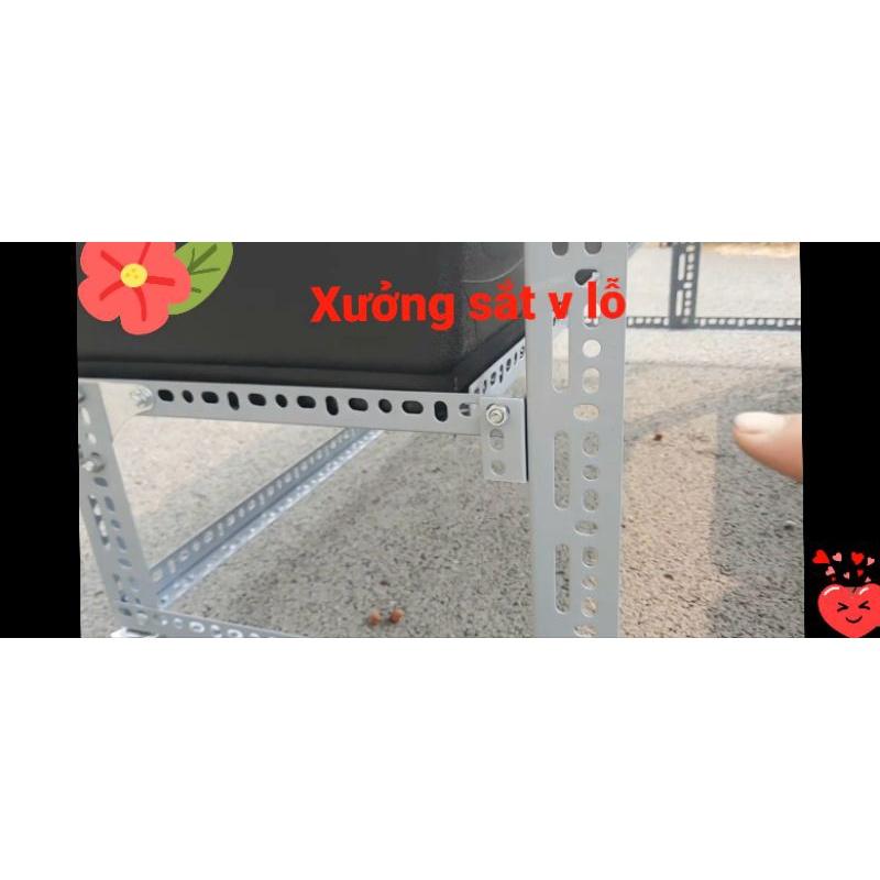 Kệ sắt trồng rau thông minh 2 tâng 6 khay nhựa có bánh xe (dùng sắt V3x3cm và V4x4cm ) bao chắc chắn