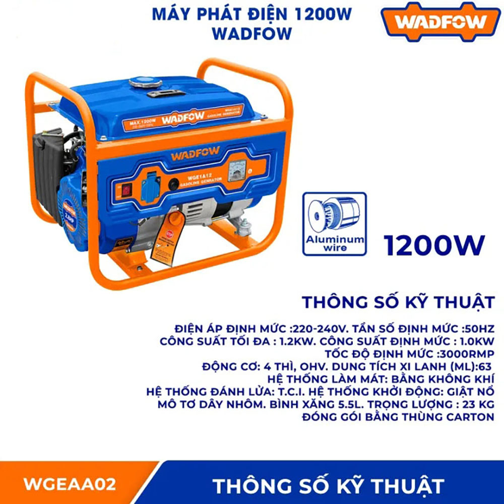 MÁY PHÁT ĐIỆN DÙNG XĂNG 7500W WGEAA09 WADFOW - HÀNG CHÍNH HÃNG