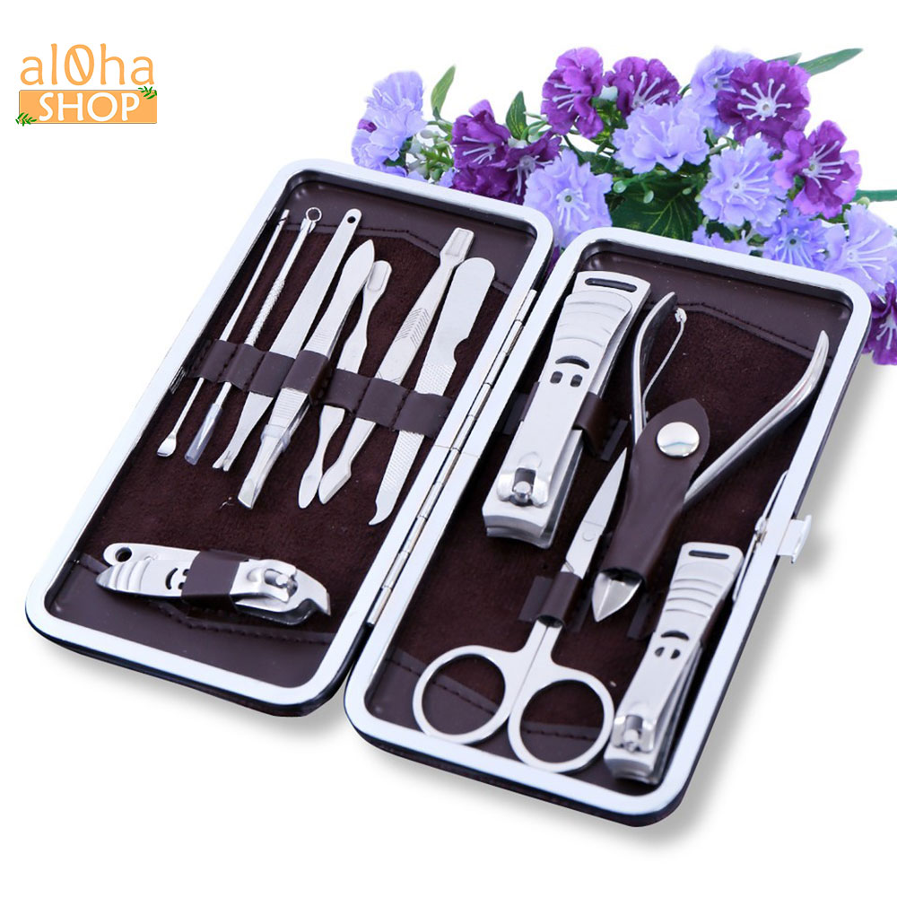 Bộ 12 món làm móng bấm, cắt móng tay, lấy ráy tai Nail Clipper thép không gỉ - al0ha Shop