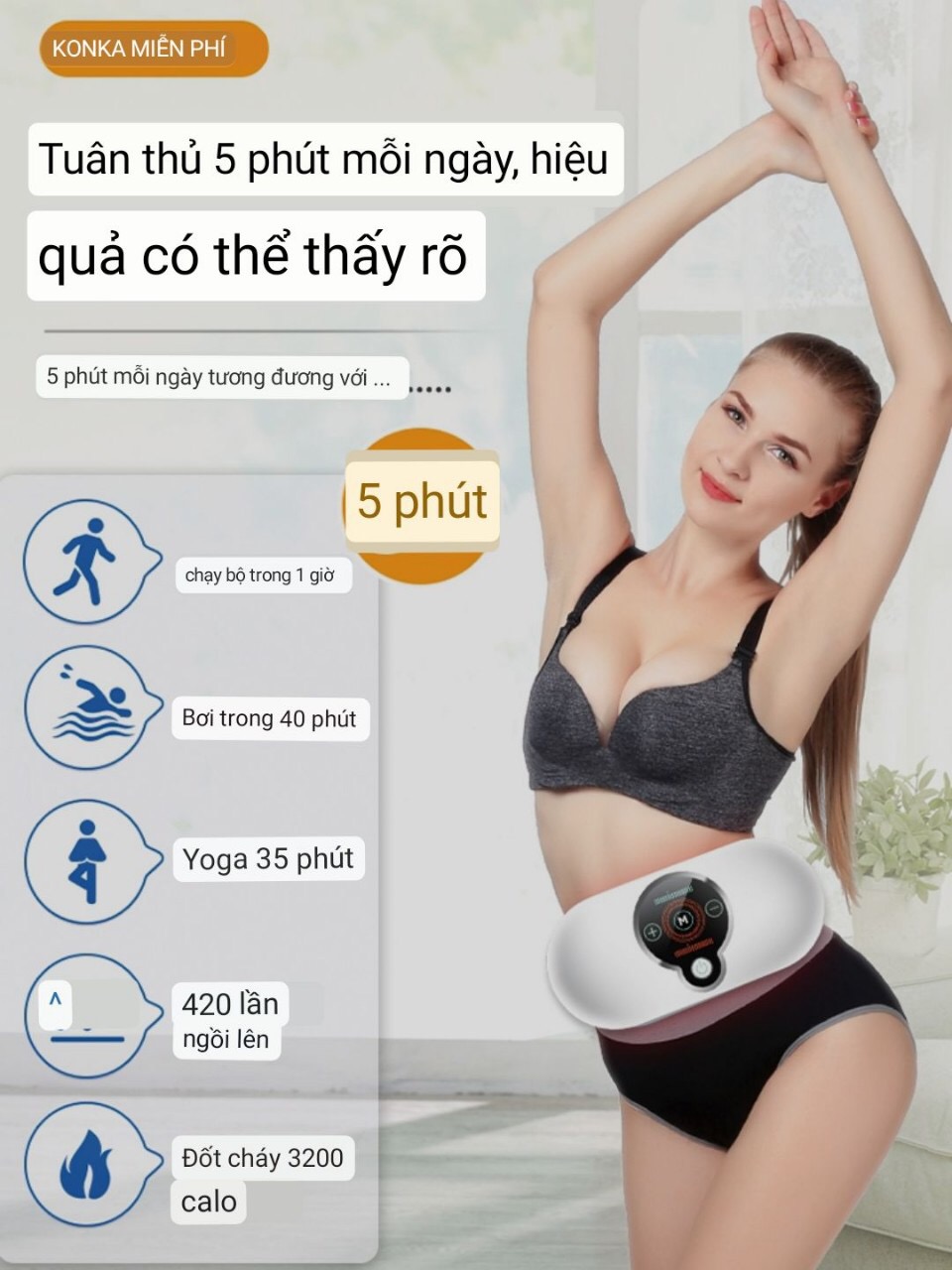 Đai đeo giảm mỡ bụng- đốt cháy mỡ thừa