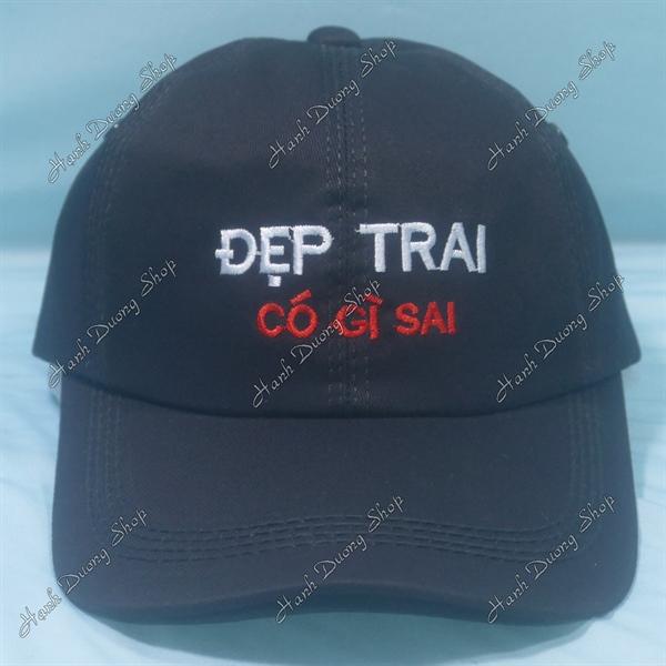 Nón kết thêu chữ Đẹp Trai Có Gì Sai có khóa tăng giảm size phía sau - Kết Đẹp Trai Có Gì Sai