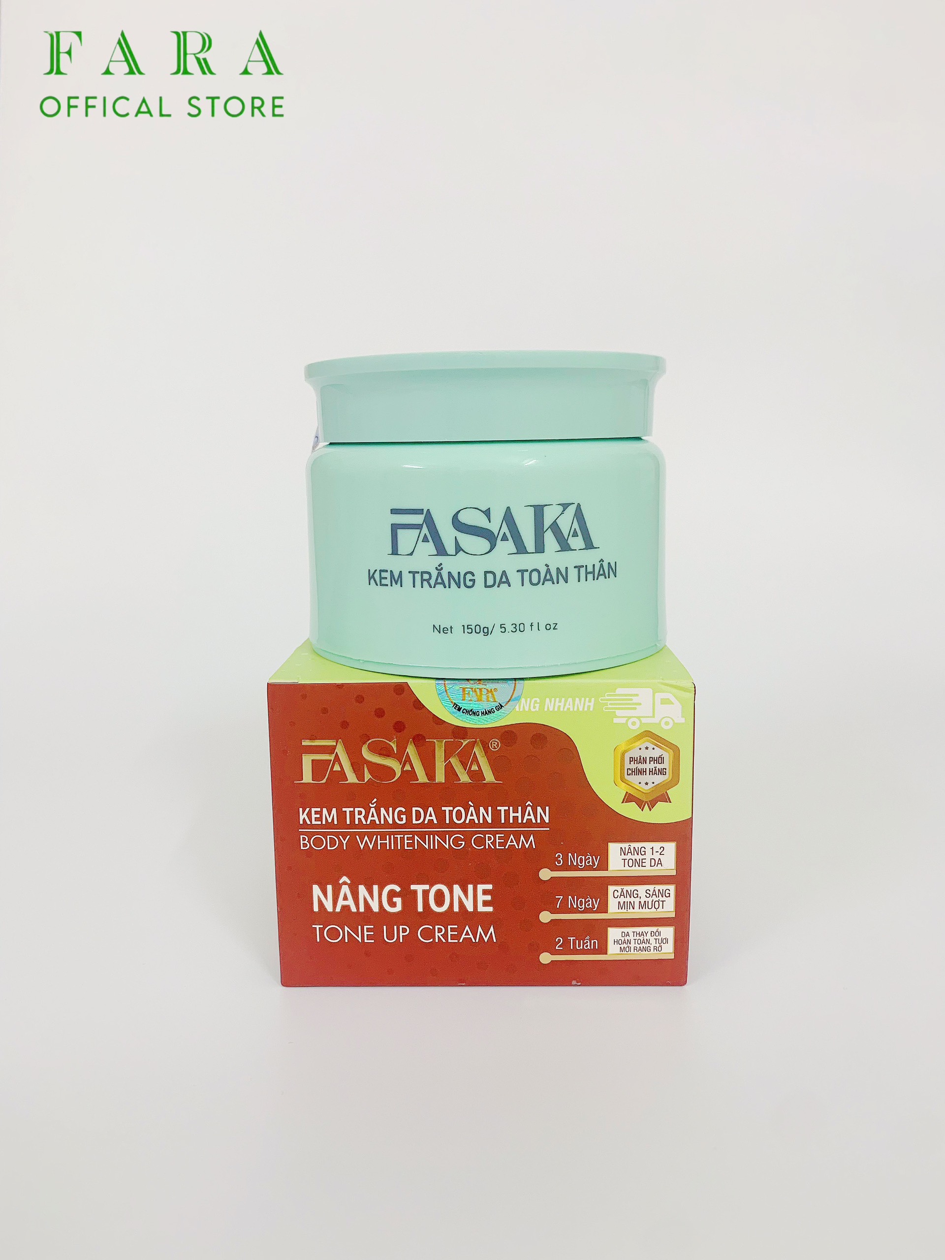 Combo Kem Cốt Dưỡng Trắng Da Body Fasaka 150g Và Kem Chống Nắng Fasaka SPF50/PA++++ 60ml