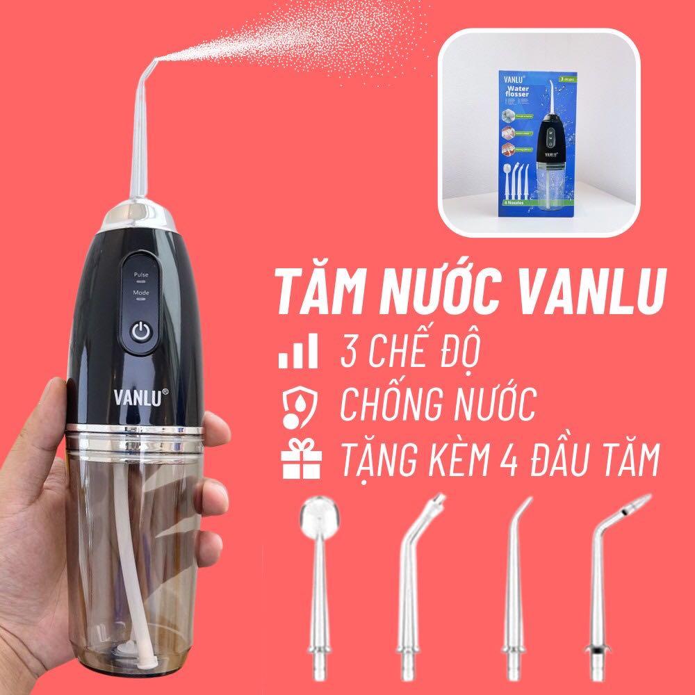 Máy tăm nước VanLu thương hiệu Đức Fullbox, Tăm nước có 4 đầu phun và 3 chế độ