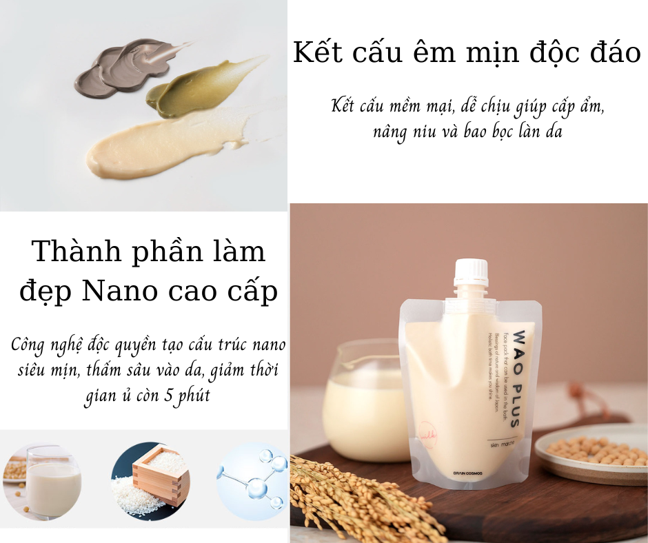 Mặt nạ ủ Wao Plus Milk dưỡng trắng da Nhật Bản