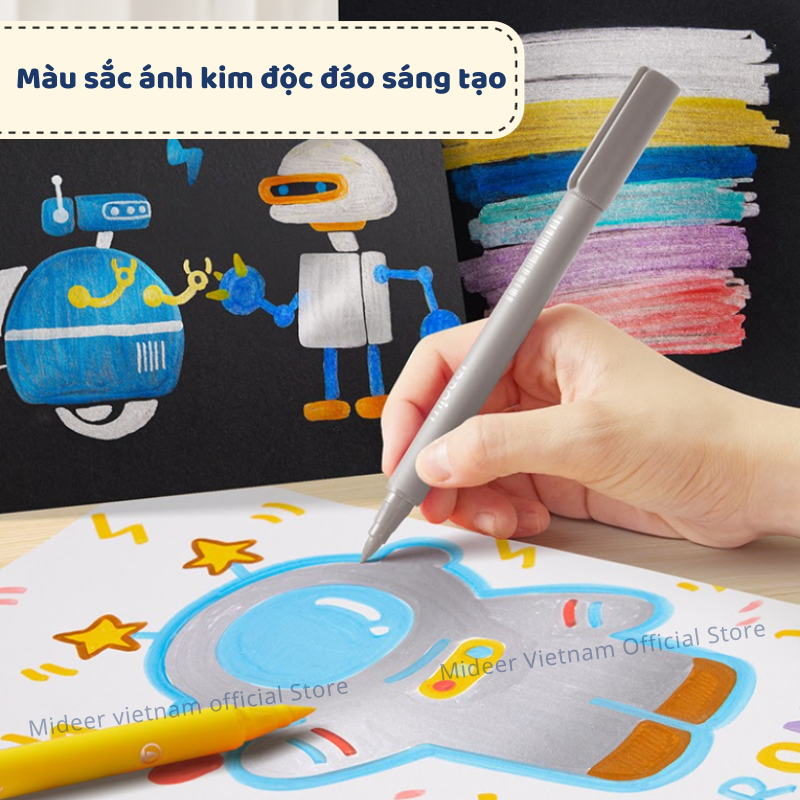 Bút đánh dấu màu dạ nước Mideer Acrylic Markers, Bút nhớ highlight cho bé