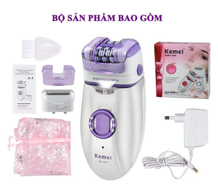 Máy tẩy lông tẩy và nhổ lông toàn thân, cạo lông tay chân, tẩy sạch lông vùng bikini sử dụng pin sạc chuyên nghiệp điều chỉnh 2 Đầu Thay Thế