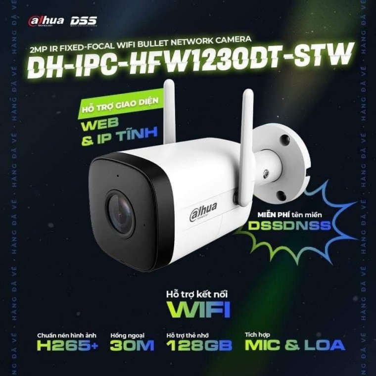 Camera IP Wifi 2MP DAHUA DH-IPC-HFW1230DT-STW - Hàng Chính Hãng