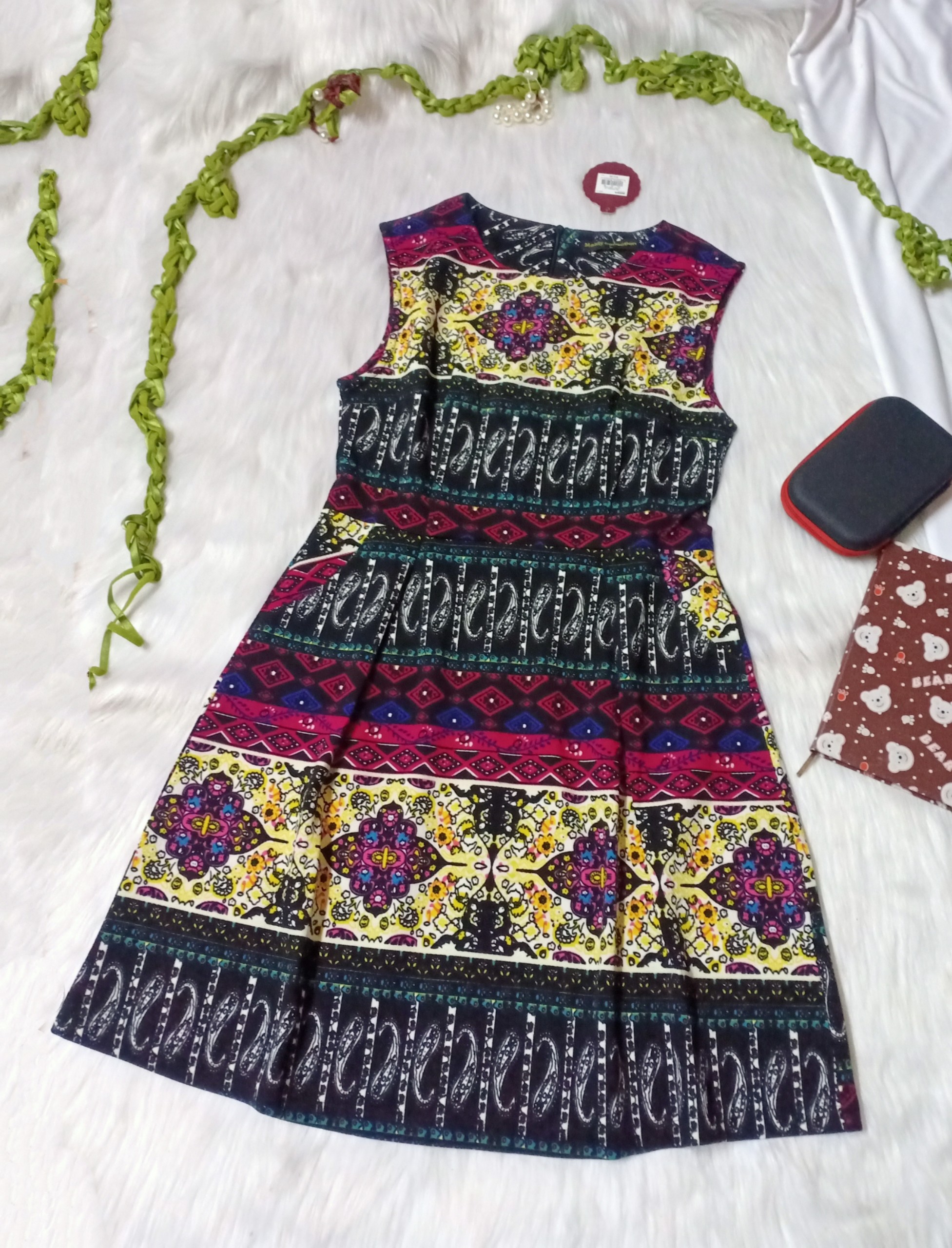 Váy nữ thiết kế dáng xòe thổ cẩm đầm dự tiệc xinh đẹp trẻ trung HN Clothing V44 - Hoạ tiết: L