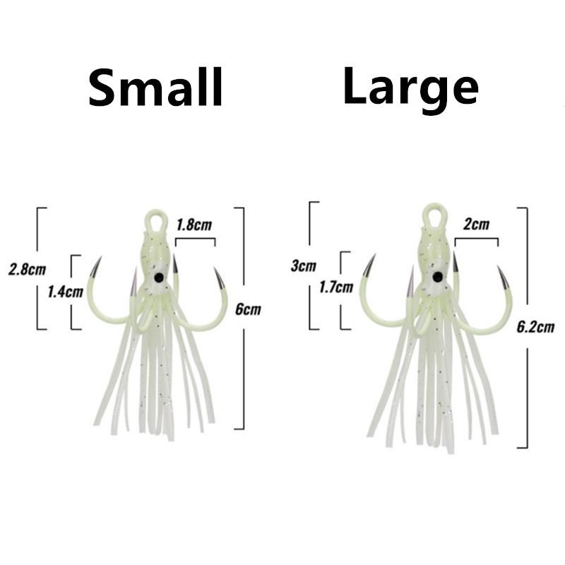 1pc Squid Skirts Fishing Hooks Glow Night Quadruple Fishing Lures Luminous Octopus Artificial Bait Hook Saltwater Jig