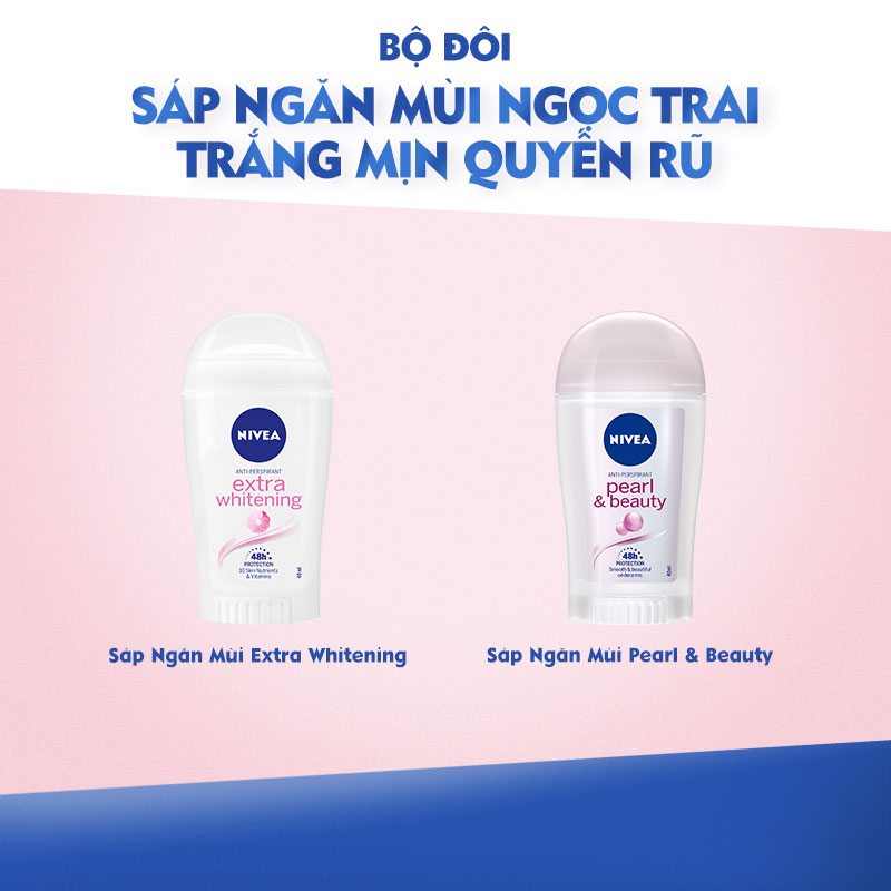 Sáp Ngăn Mùi NIVEA Extra Whitening Trắng Mịn Mờ Vết Thâm (40ml) - 82896