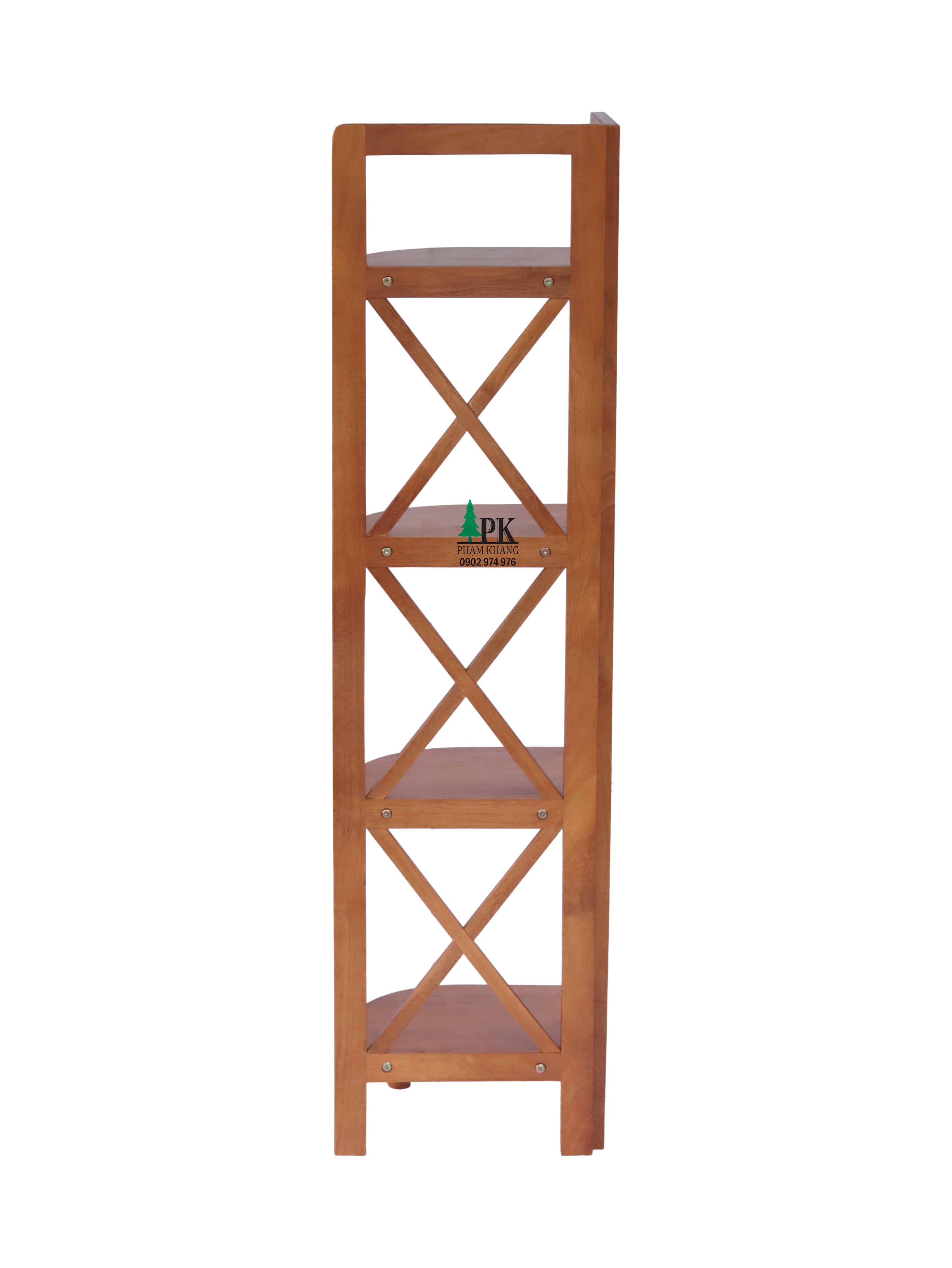 Kệ góc gỗ 3 tầng/ 4 tầng/ 5 tầng Phạm Khang - Gỗ cao su tự nhiên màu Gỗ Tự Nhiên/ Vàng Cherry - Kích thước rộng 32 cm