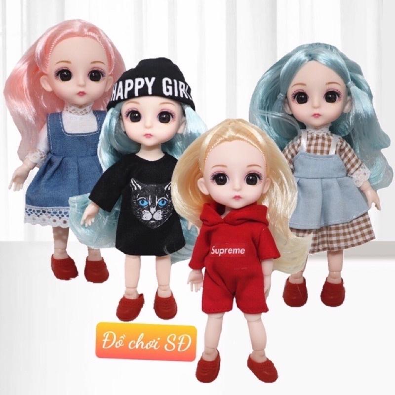 búp bê 16 cm - combo 4 búp bê và 8áo ngẫu nhiên